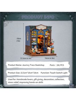 Puzzle in Legno 3D Book Nook Kit - Journey Trace Bookshop - 15