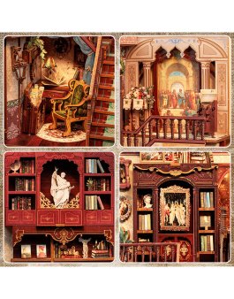 Puzzle in Legno 3D Book Nook Kit - Library of Wisdom - 10