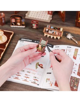 Puzzle in Legno 3D Book Nook Kit - Memories Music Bookshop - 11