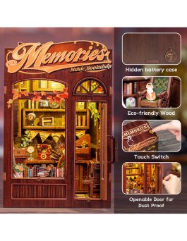 Puzzle in Legno 3D Book Nook Kit - Memories Music Bookshop - 14