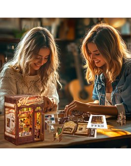 Puzzle in Legno 3D Book Nook Kit - Memories Music Bookshop - 10
