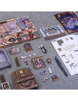 Puzzle in Legno 3D Book Nook Kit - Nebula Common Room - 11