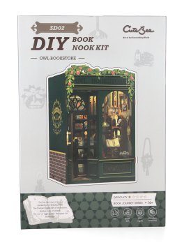 Puzzle in Legno 3D Book Nook Kit - Owl Bookstore - 2