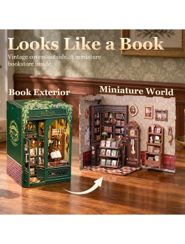 Puzzle in Legno 3D Book Nook Kit - Owl Bookstore - 7