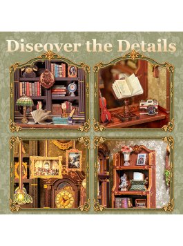 Puzzle in Legno 3D Book Nook Kit - Owl Bookstore - 8