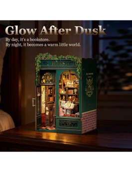 Puzzle in Legno 3D Book Nook Kit - Owl Bookstore - 9