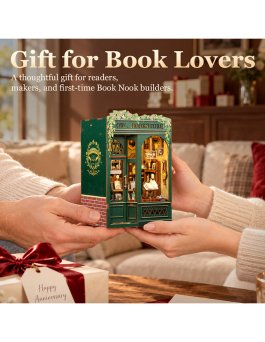 Puzzle in Legno 3D Book Nook Kit - Owl Bookstore - 10
