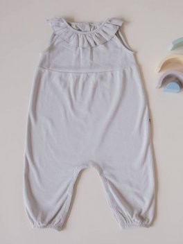 Salopette Bimba in Cotone Pima Organico - Grigio Perla - 2
