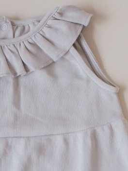 Salopette Bimba in Cotone Pima Organico - Grigio Perla - 3