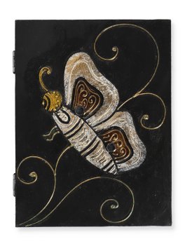 Scatola Cofanetto in Legno con Farfalla - Nero - 4