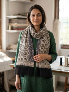 Scialle in Cotone Stampa a Mano Blockprint - 5