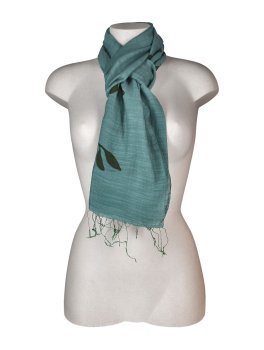 Sciarpa Cotone e Seta con Stampa Foglie di Ulivo - 2