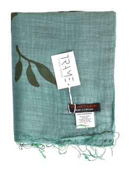 Sciarpa Cotone e Seta con Stampa Foglie di Ulivo - 3