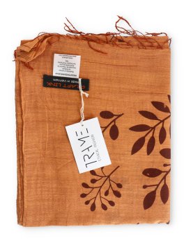 Sciarpa Cotone e Seta con Stampa Foglie e Rametti - 3