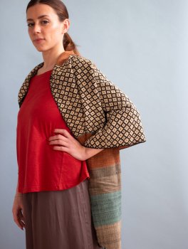 Sciarpa in Cotone Jacquard - Motivo a Nido D'Ape - 5