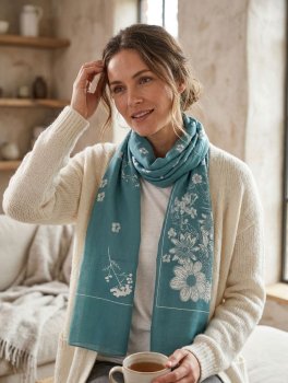 Sciarpa in Cotone Stampato Fiori di Campo - 4