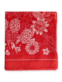Sciarpa in Cotone Stampato Fiori di Campo - Rosso - 4