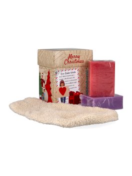 Scrigno "Lettera a Babbo Natale" con Saponi Artigianali Ciliegia e Lampone + Guanto in Cotone - 1