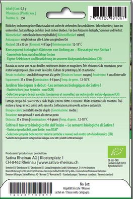 Semi di Lattuga Batavia (Canasta) "Maravilla di Verano" - 3