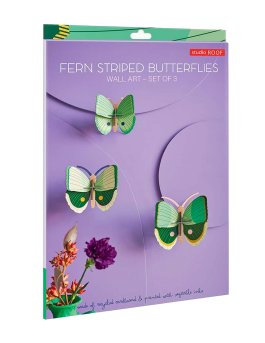Set 3 Decorazioni da Parete 3D - Fern Striped Butterflies - 5
