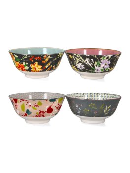 Set di 4 Ciotole in Gress Smaltato "Floral" - 1