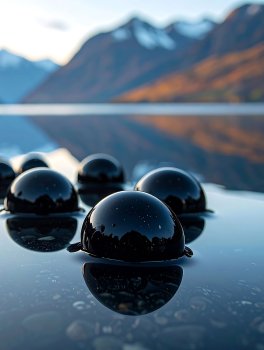 Sfera di Shungite Lucida con Supporto - 3