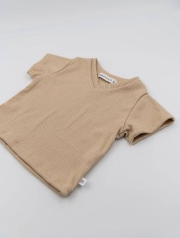Shirt Bimbo Manica Corta Scollo V - Cammello - 3