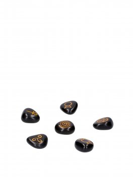 Simboli Wicca Agata Nera - Set di 6 in Sacchetto di Velluto - 2