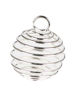Spirale Gabbia Grande in Metallo Rodiato e Argentato 25 x 25 mm - 3