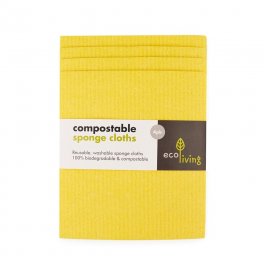 Spugna Compostabile e Biodegradabile in Cotone e Cellulosa Gialle - 4 Pezzi - 2