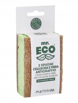 Spugna Doppia Azione: Cellulosa di Origine Vegetale e Fibra Antigraffio - 2 pezzi - 1