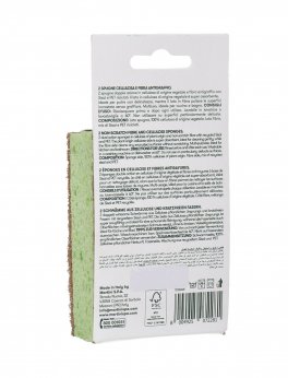 Spugna Doppia Azione: Cellulosa di Origine Vegetale e Fibra Antigraffio - 2 pezzi - 2