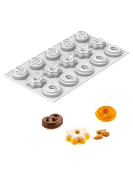 Stampo in Silicone Danish Cookies con 15 Formine per Pasticcini XS - 1