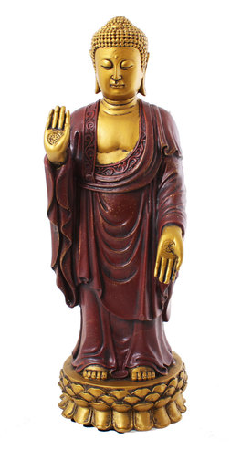 Statuetta Buddha in Piedi - Oro/Rosso