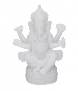 Statuetta Ganesh in Alabastro Bianco - 1