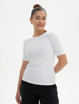 T-Shirt Donna Cannettata in Cotone Bio Jasleen Bianca - 2