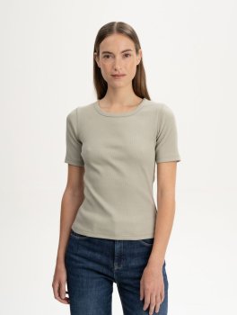 T-Shirt Donna Cannettata in Cotone Bio Jasleen Verde - 2