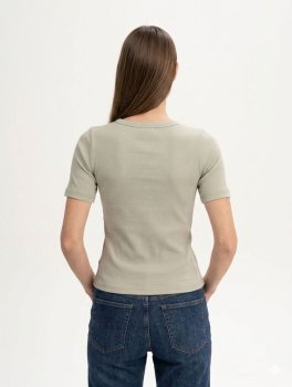 T-Shirt Donna Cannettata in Cotone Bio Jasleen Verde - 3