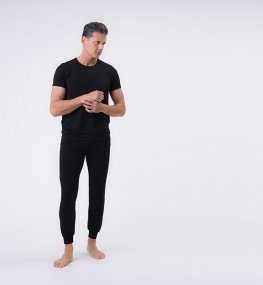 T-Shirt Uomo con Scollo Tondo in Fibra di Faggio - Nero - 3