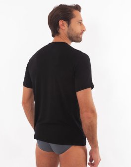T-shirt uomo in Tencel™ e Cashmere a Manica Corta - Nero - 3