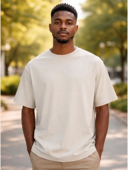 T-Shirt Uomo Oversize in Cotone Bio Bhajan - Betulla - 2