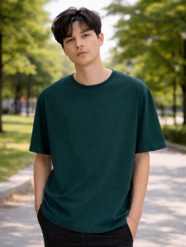 T-Shirt Uomo Oversize in Cotone Bio Bhajan - Deep Sea - 3