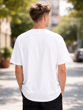T-Shirt Uomo Relax Fit in Cotone Bio Pravin - Bianco - 2
