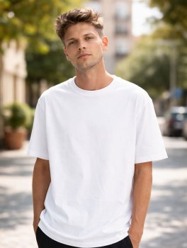 T-Shirt Uomo Relax Fit in Cotone Bio Pravin - Bianco - 3