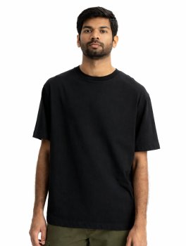 T-Shirt Uomo Relax Fit in Cotone Bio Pravin - Nero - L - 1
