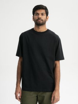 T-Shirt Uomo Relax Fit in Cotone Bio Pravin - Nero - 3
