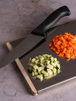 Tagliere Rettangolare in Acciaio 18/10 con Base Multistrato di Betulla "Calder" - 3