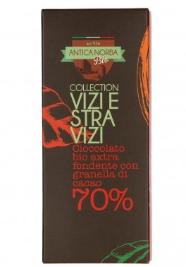 Tavoletta di Cioccolato Bio Extra Fondente 70% con Granella di Cacao