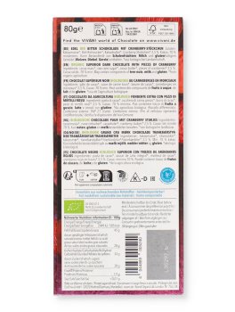 Tavoletta di Cioccolato Fondente 70% Cacao con Mirtilli Rossi Bio - 2