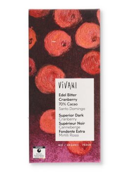 Tavoletta di Cioccolato Fondente 70% Cacao con Mirtilli Rossi Bio - 1